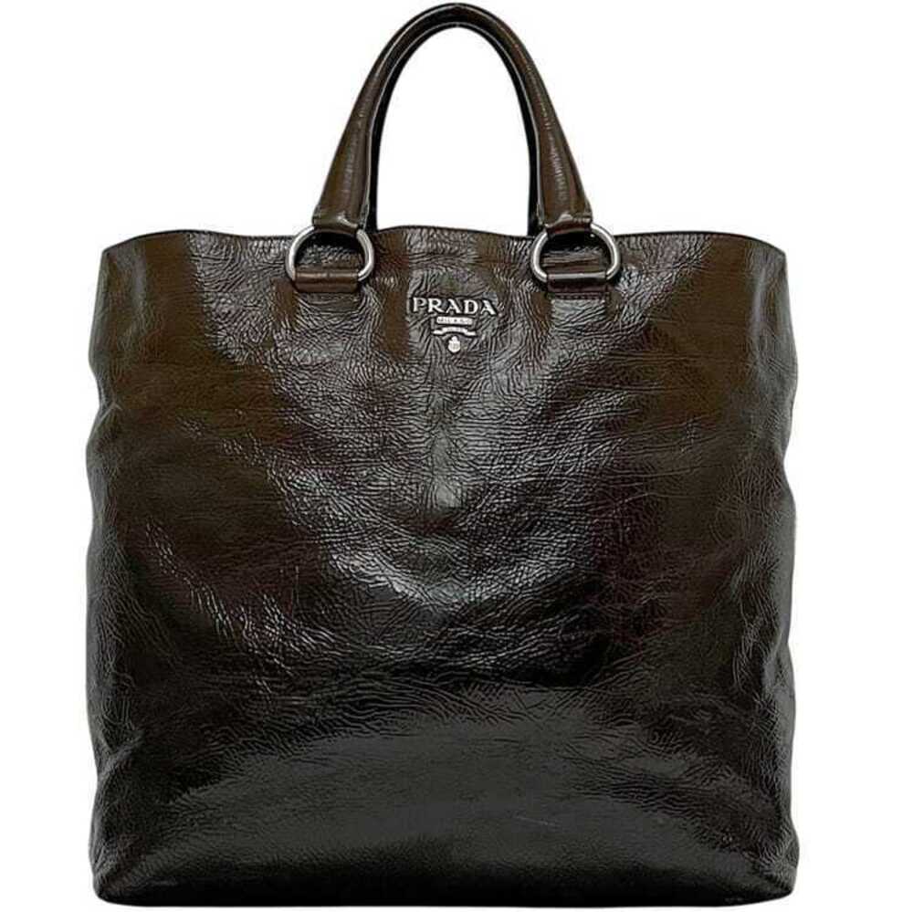 Prada Vitello Daino Shopping Leather Tote Bag Silver Black